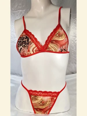 Комплект: Бюстгальтер + стрінги леопард